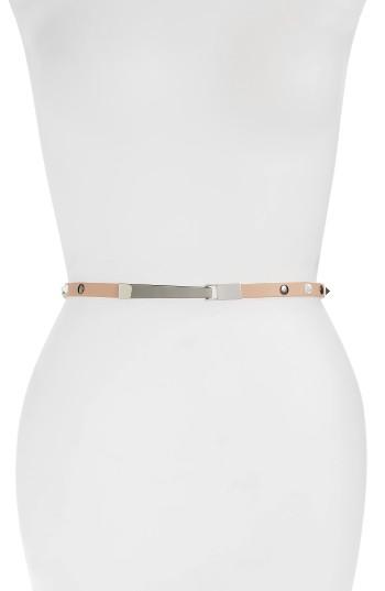 Women's Halogen Studded Faux Leather Belt - Pink Dust