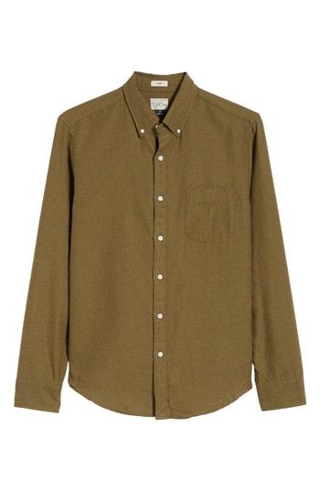 Men's J.crew Slim Fit Neppy Twill Sport Shirt - Green