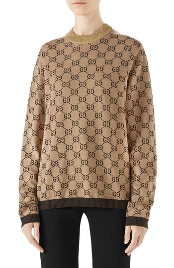 Women's Gucci Intarsia Logo Wool Sweater