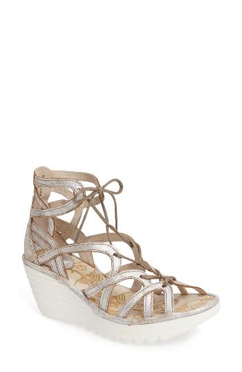 Women's Fly London 'yuke' Platform Wedge Sandal Us / 35eu - Ivory