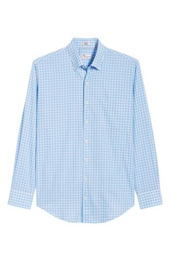 Men's Peter Millar Crown Finish Marsh Regular Fit Check Sport Shirt, Size - Blue