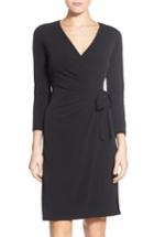 Women's Anne Klein New York Faux Wrap Jersey Dress, Size - Black