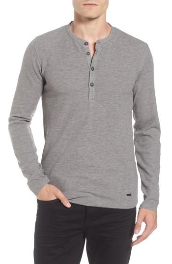 Men's Boss Orange Topsider Thermal Henley, Size - Grey