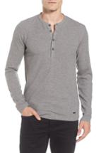Men's Boss Orange Topsider Thermal Henley, Size - Grey