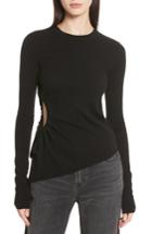 Women's T By Alexander Side Cutout Ruched Merino Wool Sweater - Black