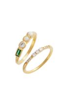 Women's Elise M. Shiny Stack Set Of 2 Emerald, Opal & Crystal Rings