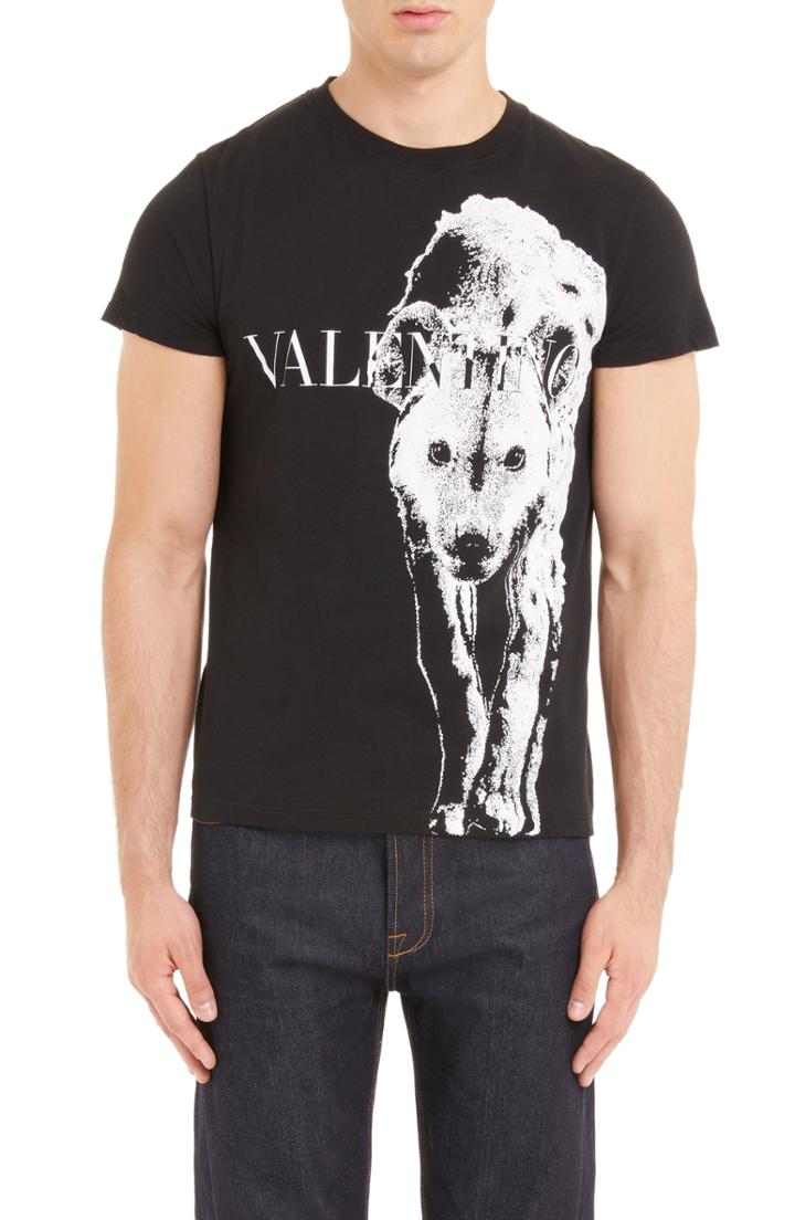 Men's Valentino Animal Print T-shirt, Size - Black