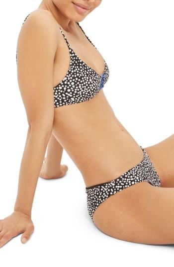 Women's Topshop Dot Print Bikini Bottoms Us (fits Like 10-12) - Black