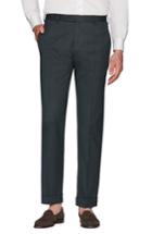 Men's Zanella Parker Flat Front Stretch Twill Wool Trousers - Green