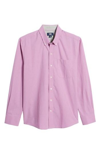 Men's Cutter & Buck Heather Non-iron Sport Shirt, Size - Purple