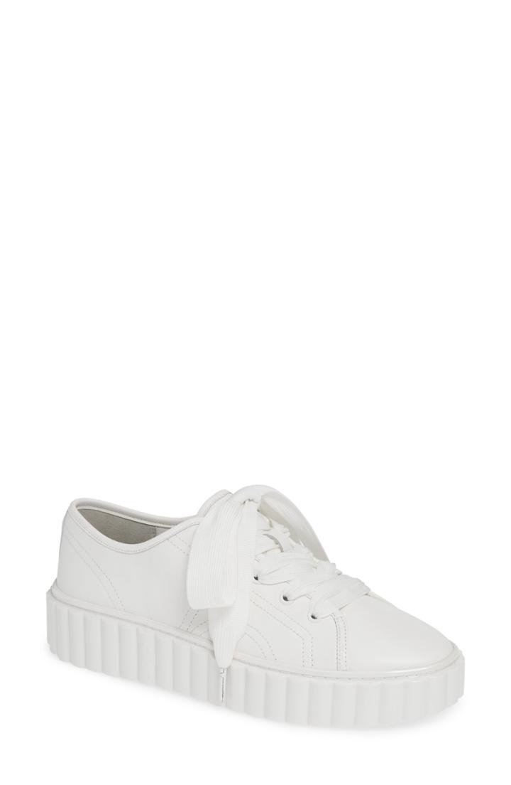 Women's Tory Burch Scallop Cotton & Silk Sneaker .5 M - White