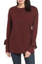 Women's Halogen Tie Sleeve Sweatshirt - Burgundy