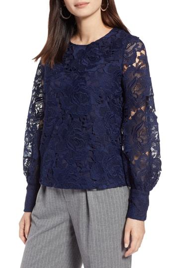 Women's Halogen Lace Blouse - Blue
