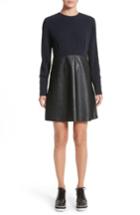 Women's Stella Mccartney Faux Leather & Stretch Cady Dress Us / 38 It - Black
