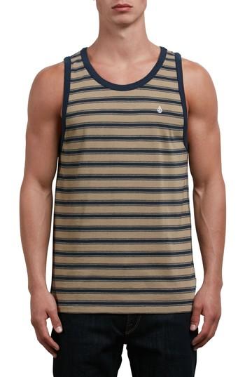 Men's Volcom Briggs Stripe Tank - Brown