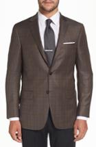 Men's Hart Schaffner Marx Classic Fit Plaid Wool Sport Coat L - Brown