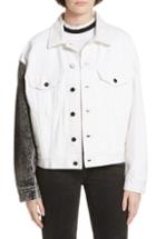 Women's Denim X Alexander Wang Game Contrast Sleeve Denim Jacket - Grey