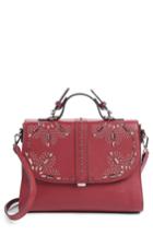 Chelsea28 Blair Embellished Faux Leather Top Handle Satchel - Red
