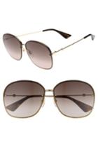 Women's Gucci 63mm Oversize Square Sunglasses - Gold/ Brown
