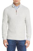 Men's Nordstrom Men's Shop Texture Cotton & Cashmere Quarter Zip Sweater - Grey