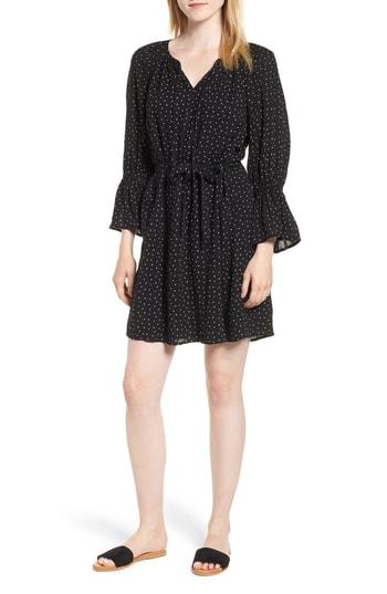 Women's Lucky Brand Printed Bell Sleeve Dress - Black