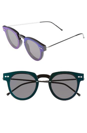 Women's Spitfire Sharper Edge 52mm Round Sunglasses - Black/ Green Mirror/ Black