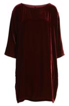 Petite Women's Eileen Fisher Velvet Shift Dress, Size P - Burgundy