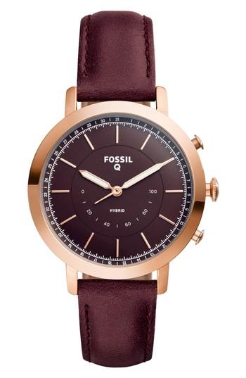 Women's Fossil Q Neely Leather Hybrid Strap Smart Watch, 36mm