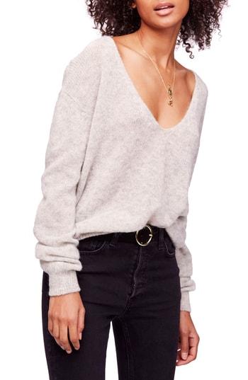 Women's Free People Gossamer V-neck Sweater - Grey