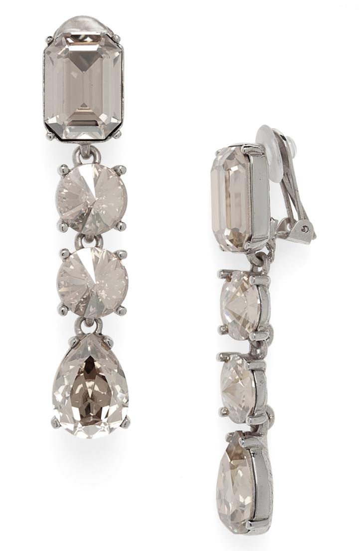 Women's Oscar De La Renta Classic Crystal Linear Drop Earrings