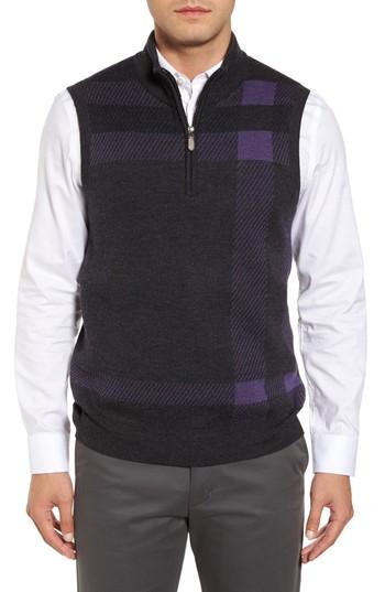 Men's Bobby Jones Oversize Plaid Wool Vest - Grey