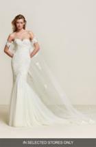 Women's Pronovias Drimea Strapless Mermaid Gown With Tulle Cape, Size - Ivory