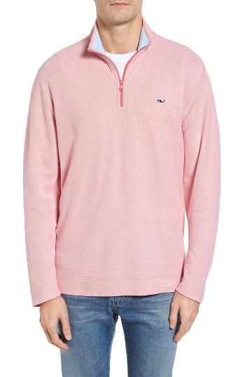 Men's Vineyard Vines Reverse Oxford Quarter Zip Pullover, Size - Grey