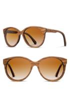 Women's Shwood 'madison' 54mm Polarized Round Wood Sunglasses - Walnut/ Brown Polar