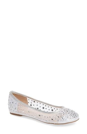 Women's Lauren Lorraine Crystal Embellished Ballet Flat .5 M - Metallic