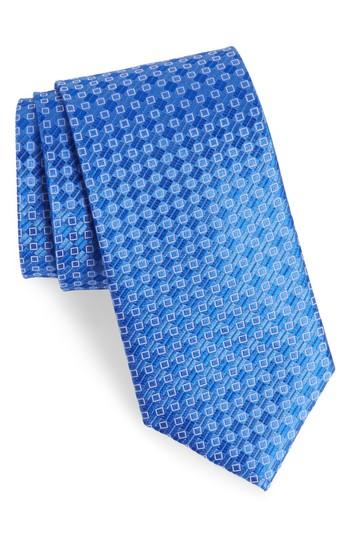 Men's Nordstrom Men's Shop Middletown Geometric Silk Tie, Size X-long - Blue