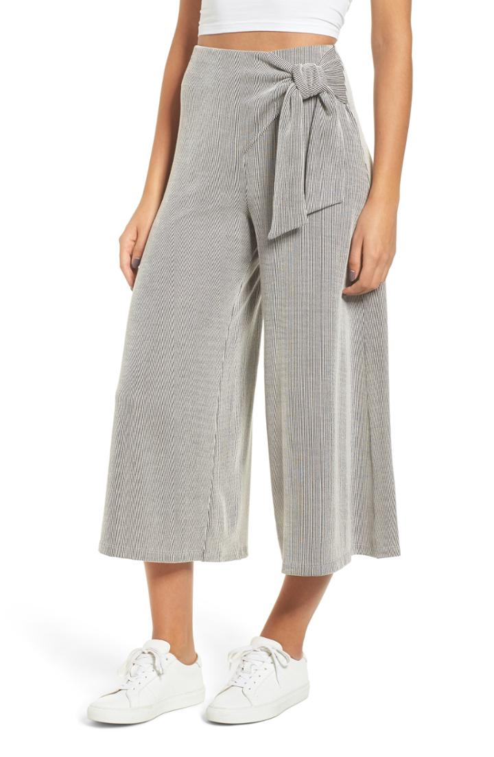 Women's All In Favor Crop Wide Leg Ribbed Pants, Size - Grey