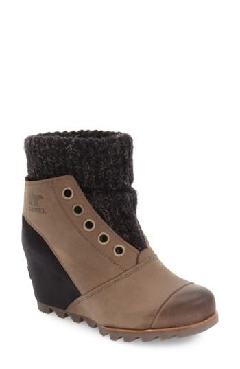 Women's Sorel Joanie Waterproof Wedge Bootie .5 M - Brown