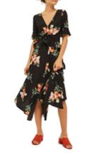 Women's Topshop Sunset Iris Handkerchief Hem Skirt Us (fits Like 0) - Black