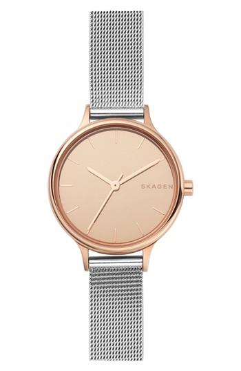 Women's Skagen Anita Two-tone Mesh Strap Watch, 30mm