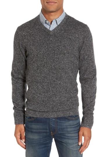 Men's Nordstrom Men's Shop Cashmere V-neck Sweater, Size - Black