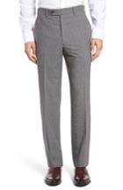 Men's Jb Britches Torino Flat Front Check Wool Trousers R - Grey