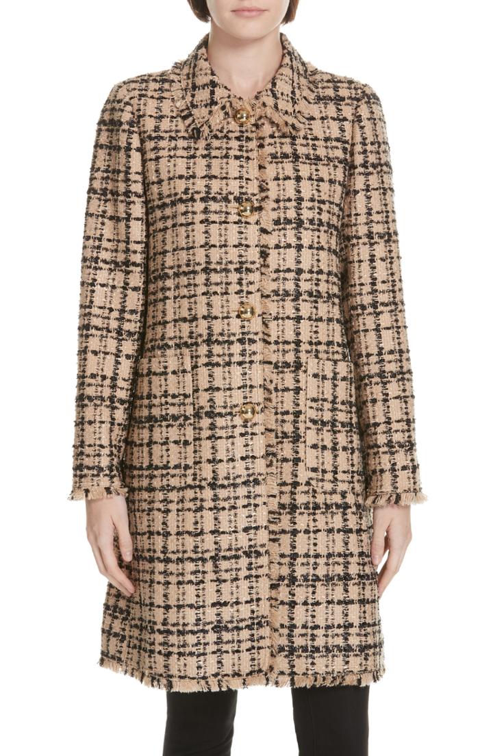 Women's Kate Spade New York Two-tone Tweed Coat - Beige
