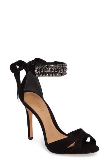 Women's Schutz Larazee Embellished Sandal .5 M - Black