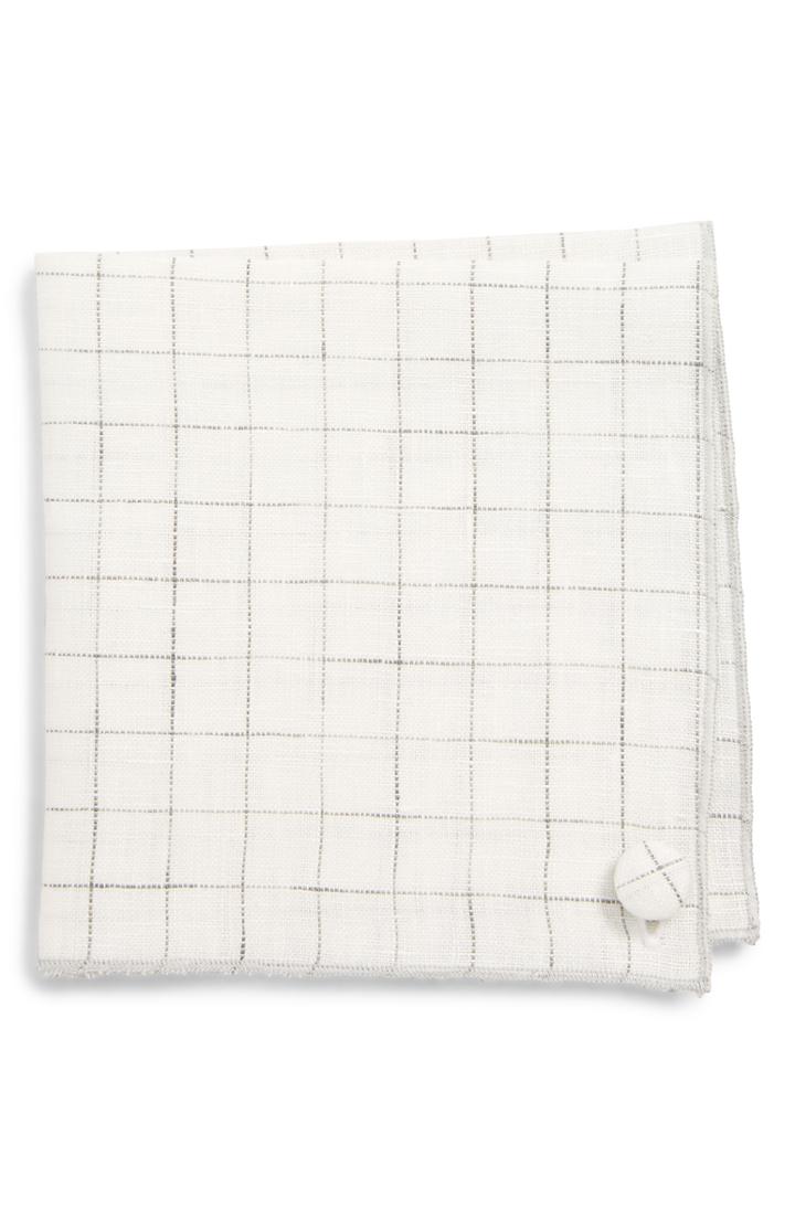 Men's Armstrong & Wilson Windowpane Pocket Square, Size - White