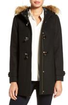 Women's Cole Haan Hooded Duffle Coat With Faux Fur Trim