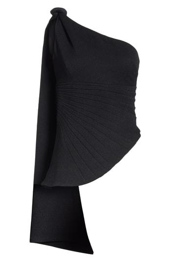 Women's Brandon Maxwell Pleated Pebble Crepe One-shoulder Top