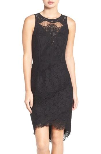 Women's Adelyn Rae Lace High/low Sheath Dress - Black