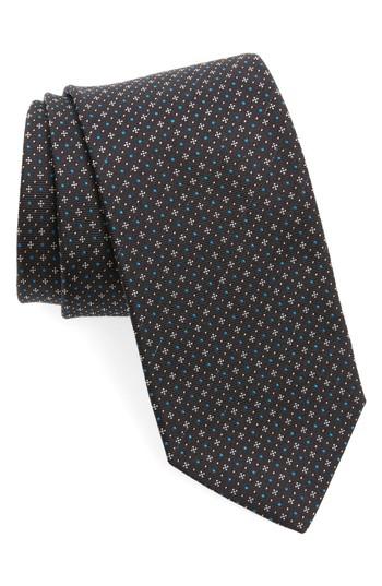 Men's Hugo Boss Geometric Silk Tie, Size - Black