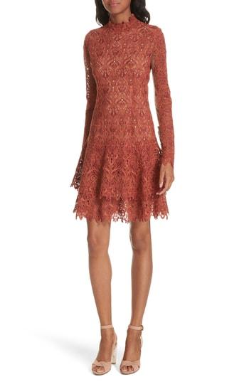 Women's Jonathan Simkhai Guipure Lace Layer Hem Dress - Brown